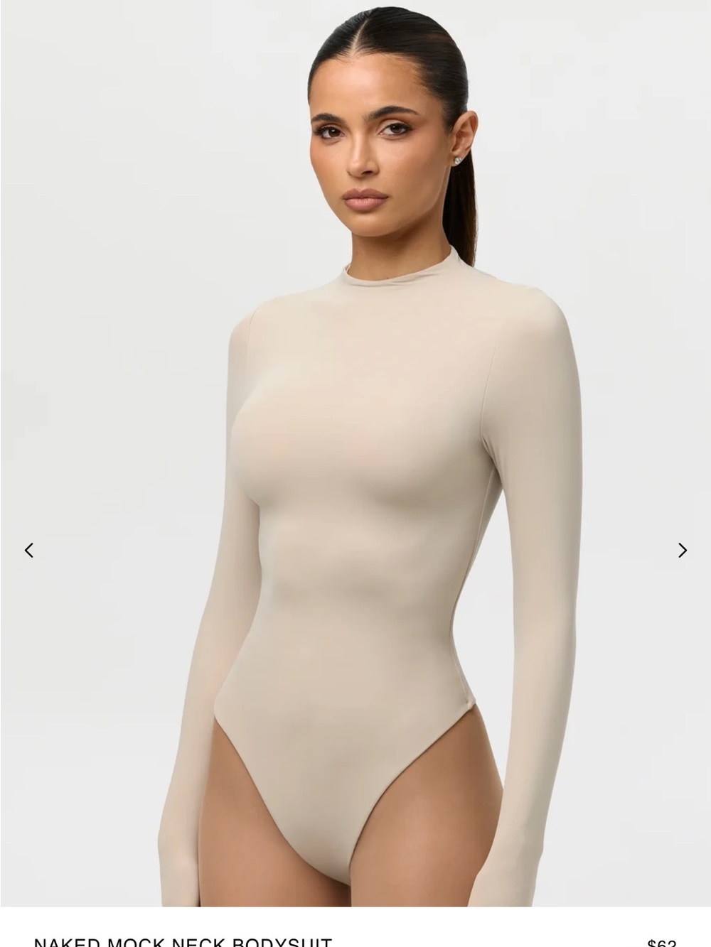 Mock Neck Long-Sleeve Bodysuit — Cream